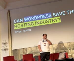 Cloudfest 2024 - Kevin Ohashi zeigte seine Lösungen für Webhosting Anbieter durch spezielle Wordpress Angebote.