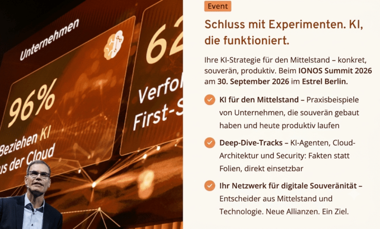 IONOS Summit 2026 in Berlin. Sven Oliver Rüsche ist Berater für eine solide Digitalstrategie und ist vor Ort im Estrel-Hotel in Neukölln.